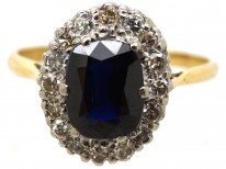 18ct Gold Sapphire & Diamond Oval Cluster Ring