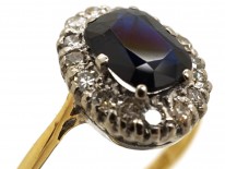 18ct Gold Sapphire & Diamond Oval Cluster Ring