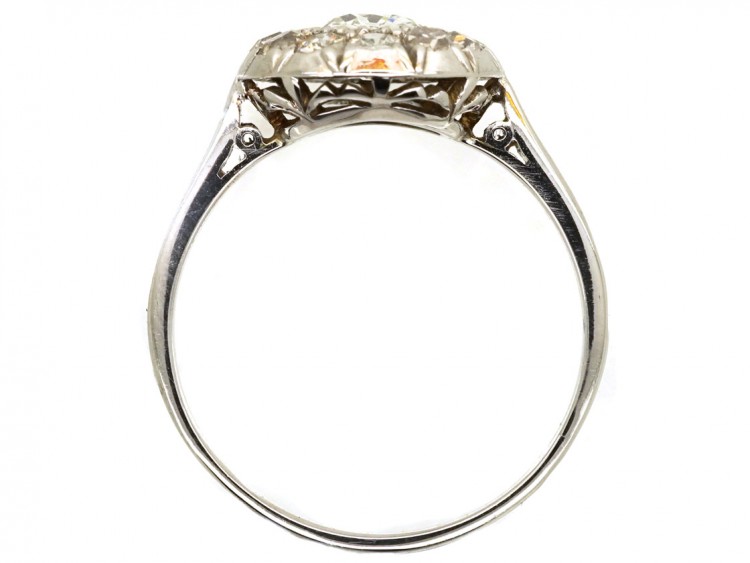 French Platinum & Diamond Bombe Cluster Ring