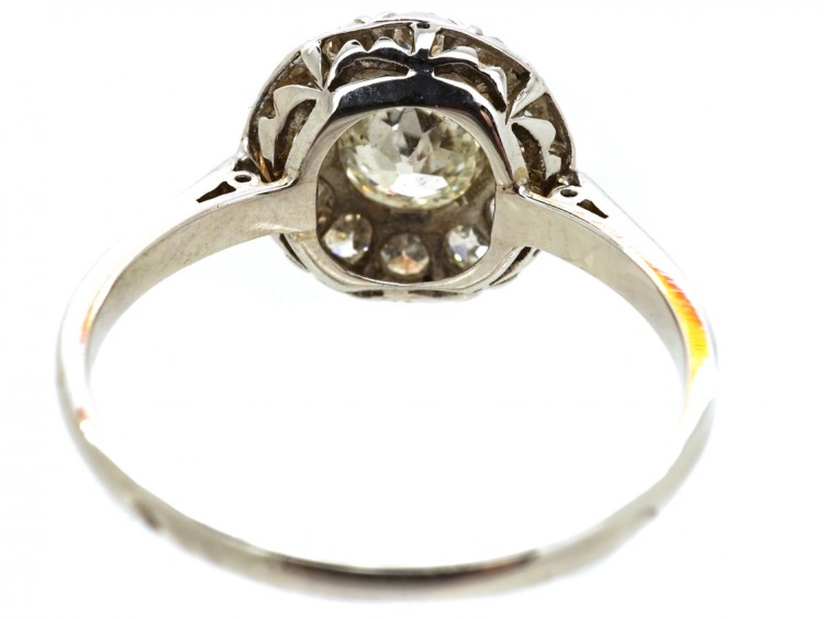 French Platinum & Diamond Bombe Cluster Ring