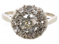 French Platinum & Diamond Bombe Cluster Ring