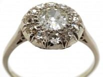 French Platinum & Diamond Bombe Cluster Ring