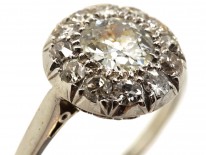 French Platinum & Diamond Bombe Cluster Ring