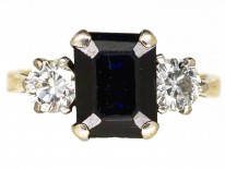 Art Deco 18ct Gold & Platinum Rectangular Sapphire & Diamond Ring