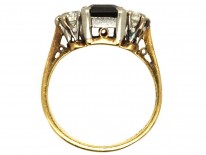 Art Deco 18ct Gold & Platinum Rectangular Sapphire & Diamond Ring