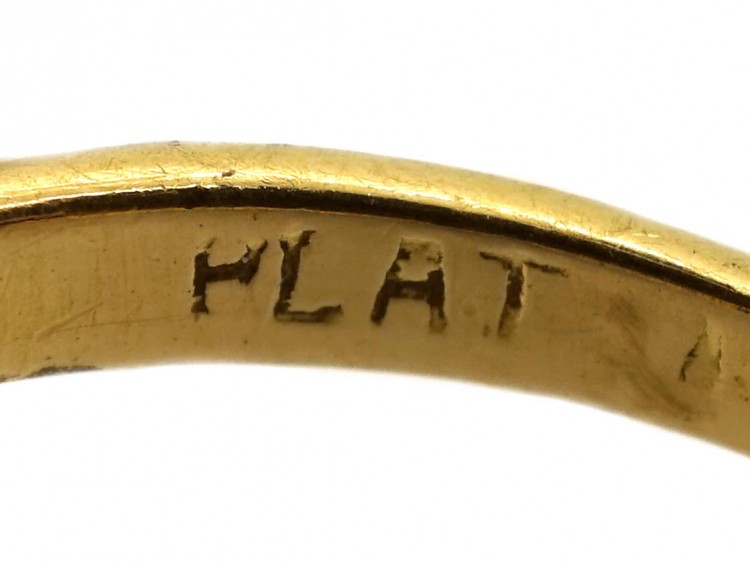 Art Deco 18ct Gold & Platinum Rectangular Sapphire & Diamond Ring