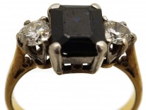 Art Deco 18ct Gold & Platinum Rectangular Sapphire & Diamond Ring