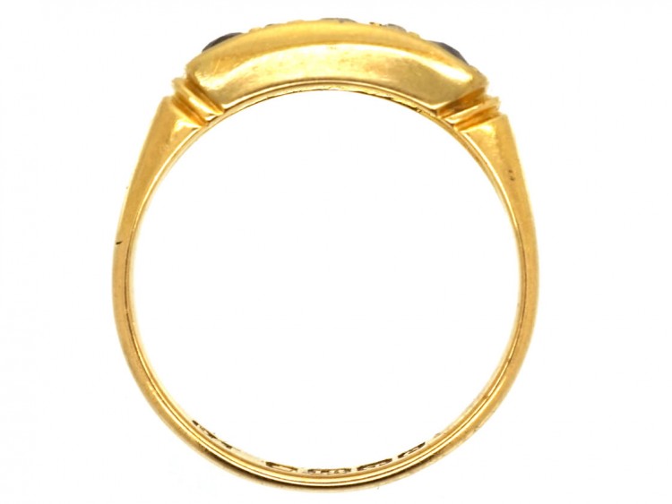 Edwardian 18ct Gold, Three Stone Sapphire & Diamond Ring