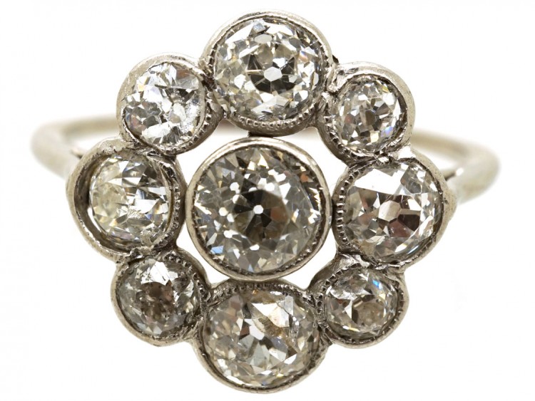 Edwardian Platinum & Diamond Cluster Ring