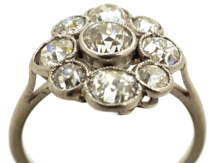 Edwardian Platinum & Diamond Cluster Ring