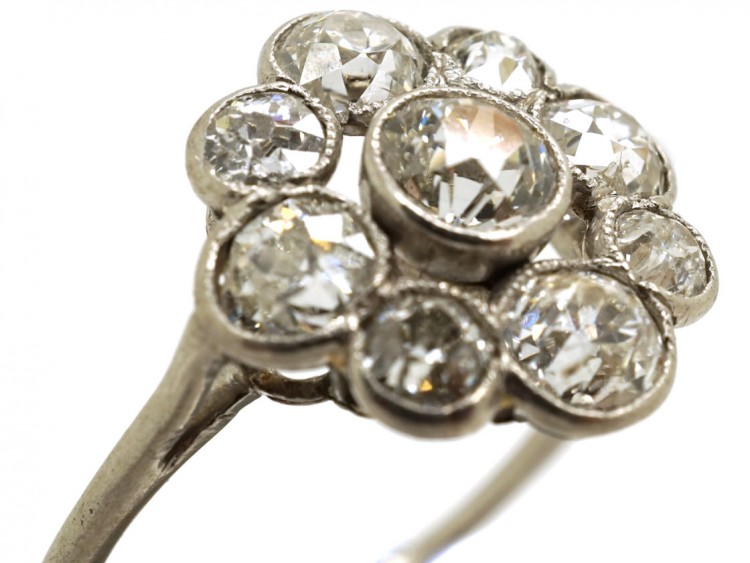 Edwardian Platinum & Diamond Cluster Ring