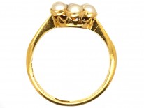 Edwardian 18ct Gold, Natural Split Pearl & Diamond Ring