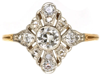 Art Deco Diamond Shaped Diamond Set Ring