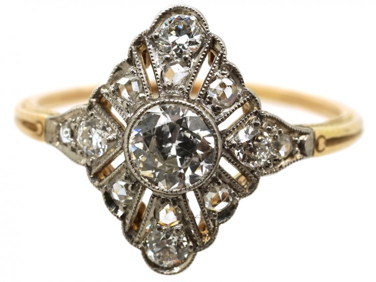 Art Deco Diamond Shaped Diamond Set Ring
