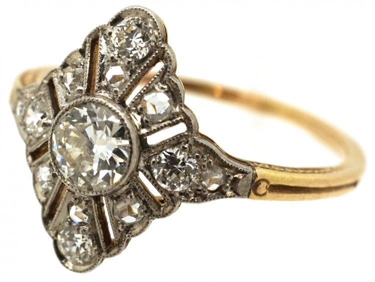 Art Deco Diamond Shaped Diamond Set Ring