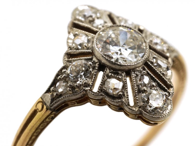 Art Deco Diamond Shaped Diamond Set Ring