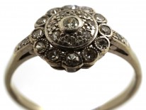 Edwardian 18ct White Gold & Platinum, Diamond Cluster Ring With Diamond Shoulders