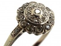 Edwardian 18ct White Gold & Platinum, Diamond Cluster Ring With Diamond Shoulders