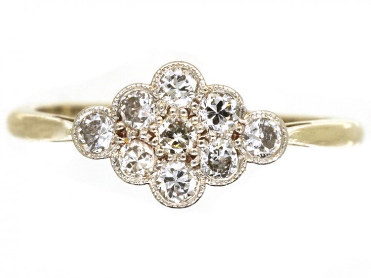 Edwardian 18ct Gold & Platinum Diamond Cluster Ring