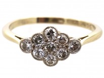 Edwardian 18ct Gold & Platinum Diamond Cluster Ring