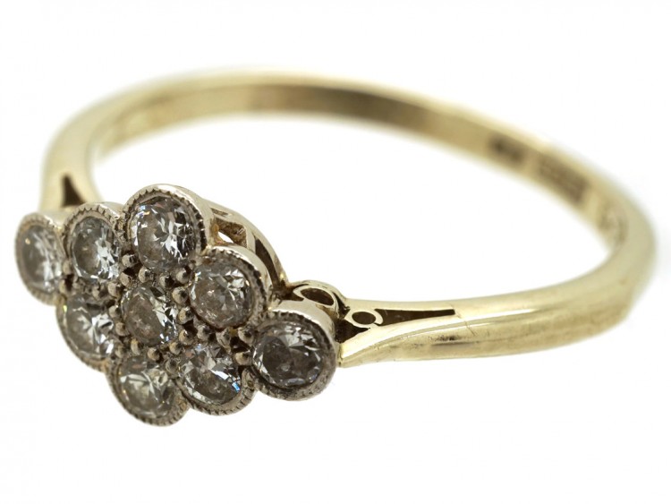 Edwardian 18ct Gold & Platinum Diamond Cluster Ring