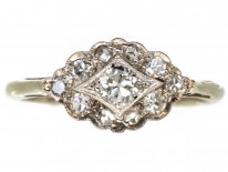 Art Deco 18ct Gold & Platinum Diamond Cluster Ring