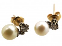 Edwardian Natural Saltwater Pearl & Diamond Earrings