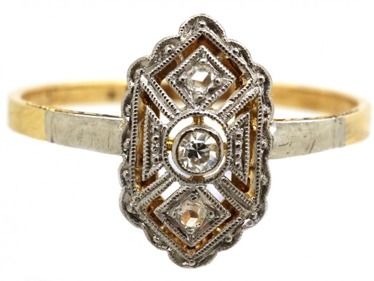 Art Deco 18ct Gold & Diamond Ring
