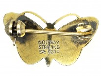 Small Green Enamel Butterfly Brooch