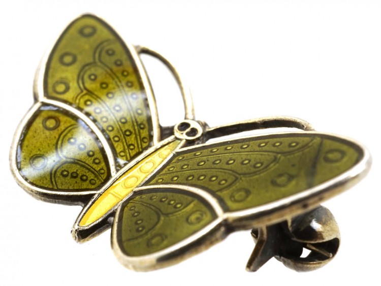 Small Green Enamel Butterfly Brooch