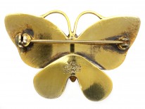 Silver Gilt Orange & Black Enamel Butterfly Brooch by Volmer Bahner