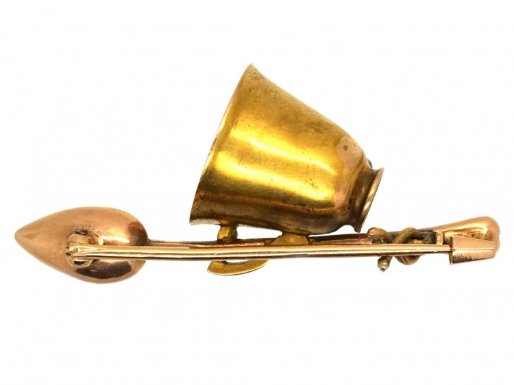 Edwardian 18ct Gold Cup & Spoon Brooch