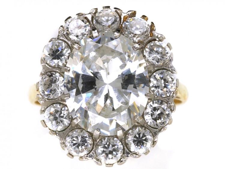 Large Gold & Paste Oval Cluster Ring