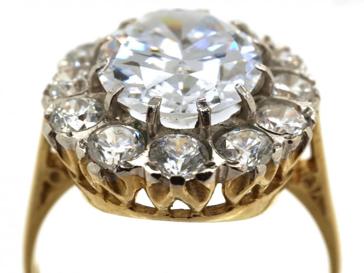 Large Gold & Paste Oval Cluster Ring