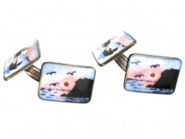 Norwegian Silver & Enamel Cufflinks by Elvik Co