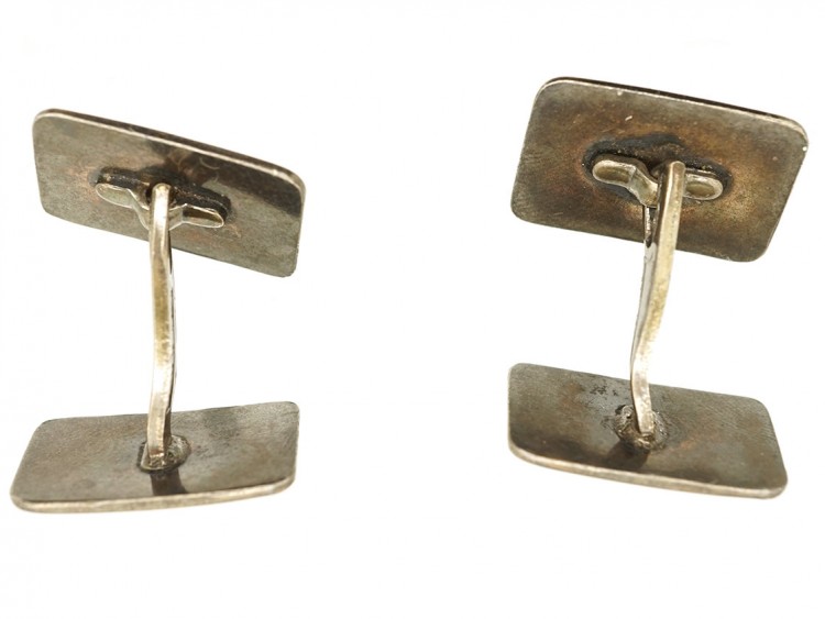 Norwegian Silver & Enamel Cufflinks by Elvik Co