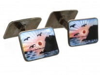 Norwegian Silver & Enamel Cufflinks by Elvik Co