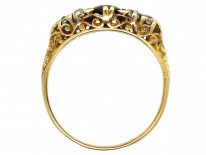 Victorian 18ct Gold, Sapphire & Diamond Carved Half Hoop Ring