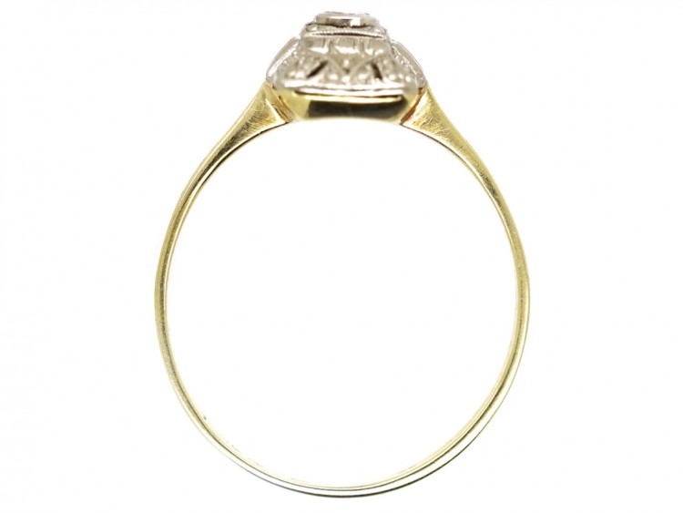18ct Gold & Platinum Art Deco Rectangular Diamond Ring