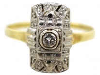 18ct Gold & Platinum Art Deco Rectangular Diamond Ring