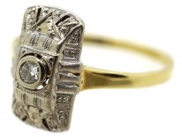 18ct Gold & Platinum Art Deco Rectangular Diamond Ring