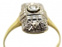 18ct Gold & Platinum Art Deco Rectangular Diamond Ring