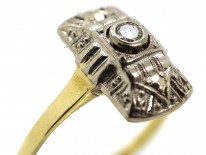 18ct Gold & Platinum Art Deco Rectangular Diamond Ring