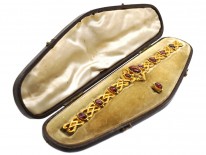 Victorian 15ct Gold & Cabochon Garnet Bracelet in Original Case