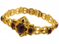Victorian 15ct Gold & Cabochon Garnet Bracelet in Original Case