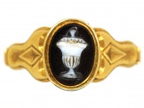 Georgian 18ct Gold Mourning Ring With Hardstone Urn