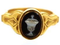 Georgian 18ct Gold Mourning Ring With Hardstone Urn