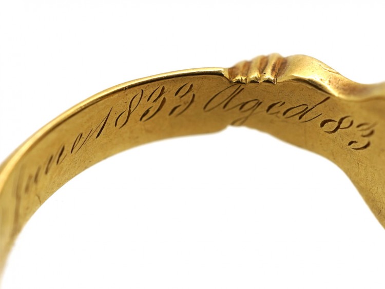 Georgian 18ct Gold Mourning Ring With Hardstone Urn