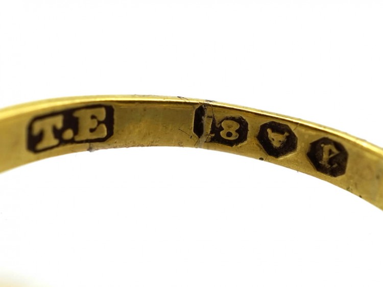 18ct Gold Red & Green Enamel & Diamond Heart Shaped Ring
