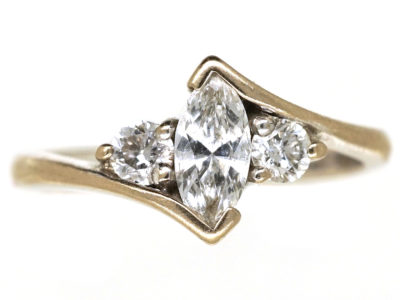 18ct White Gold & Marquise Diamond Ring